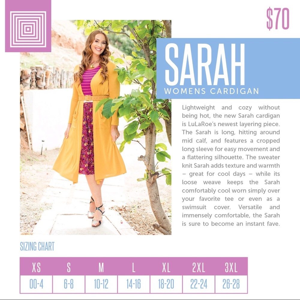 LuLaRoe Blue & White Sarah Open Cardigan Sweater Front Pockets Rayon-Blend 6-8 - Picture 7 of 9